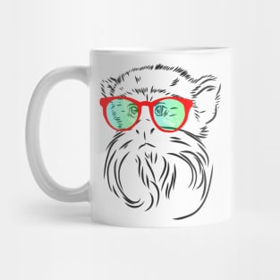 a serious monkey with a mustache and rainbow glasses Mug
